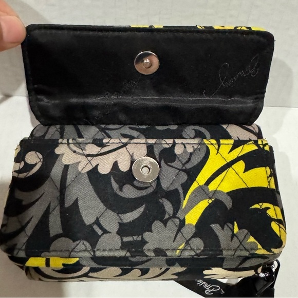 Vera Bradley Yellow & Black Double Zip Around Mini Purse W/O Cross Body Strap - Picture 6 of 9